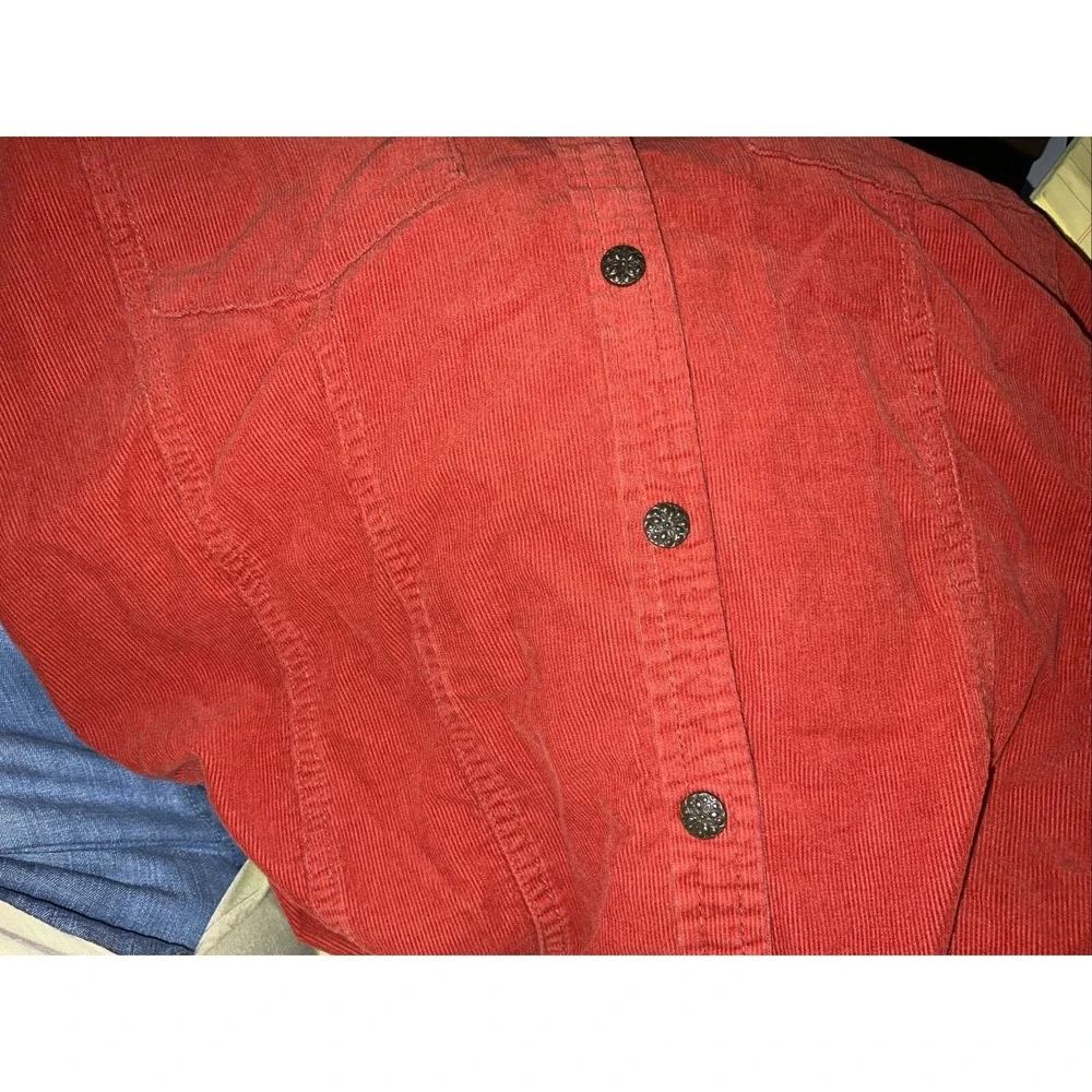 Reba Corduroy Top Shirt Cowgirl Western Fall Snaps Rust Orange Small - Picture 4 of 4